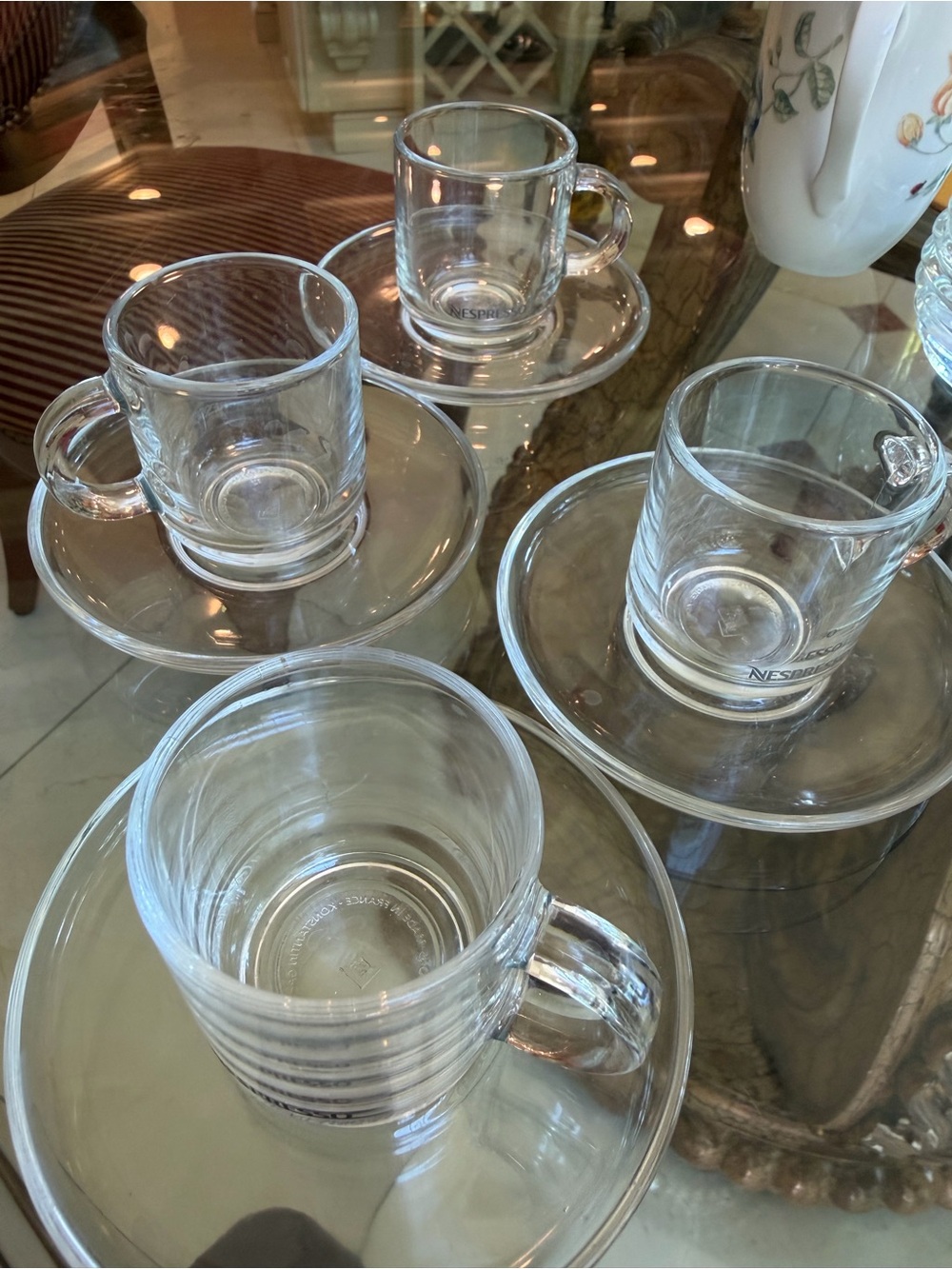 Set of 4 Nespresso Vertuo Espresso Coffee Mugs with saucers
Tempered glass - Picture 5 of 11